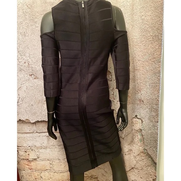 French Connection Black Cold Shoulder Spandex Dress - Picture 3 of 6